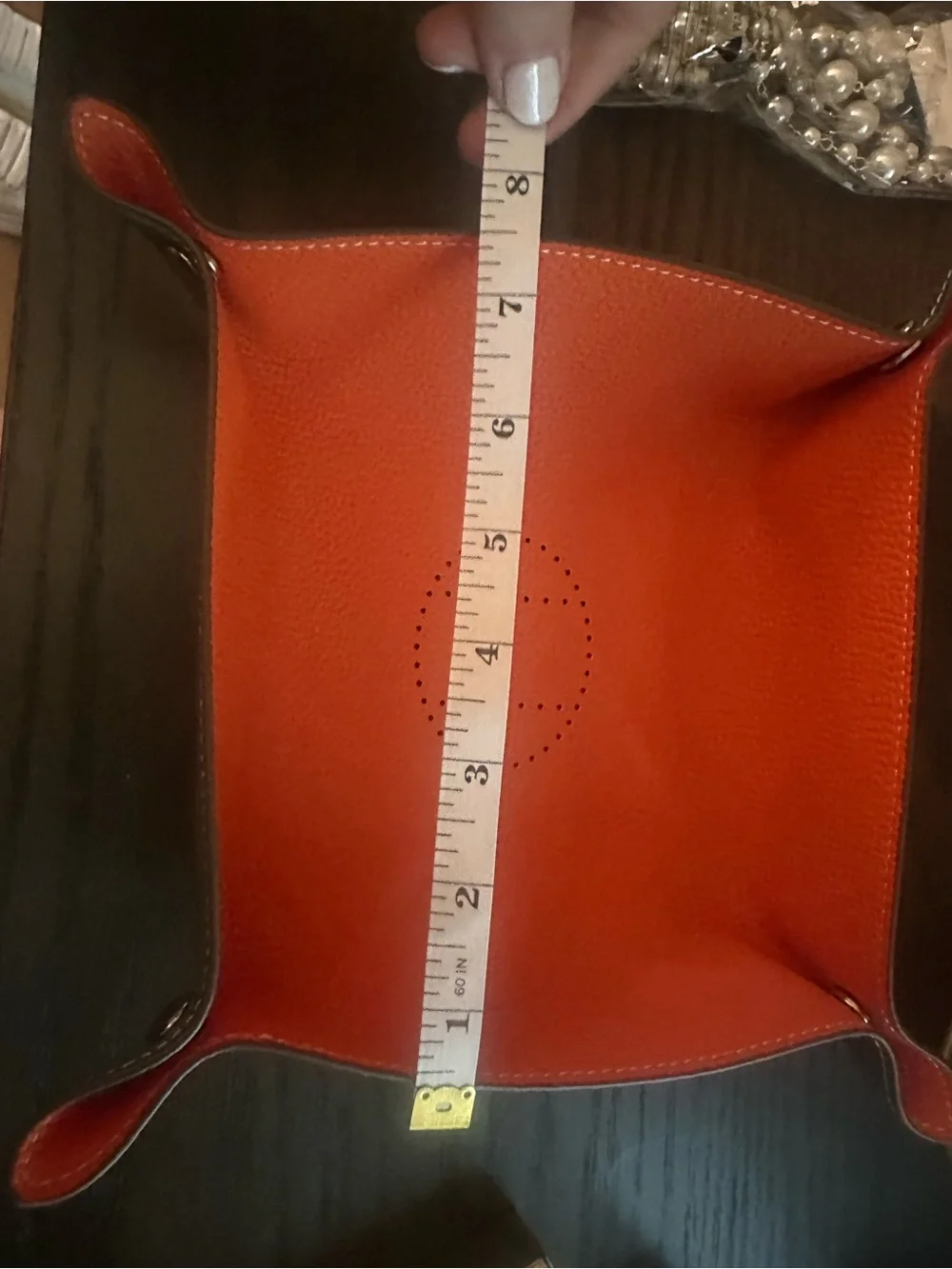 Lux Style Orange Leather Tray - Perforated H Accent